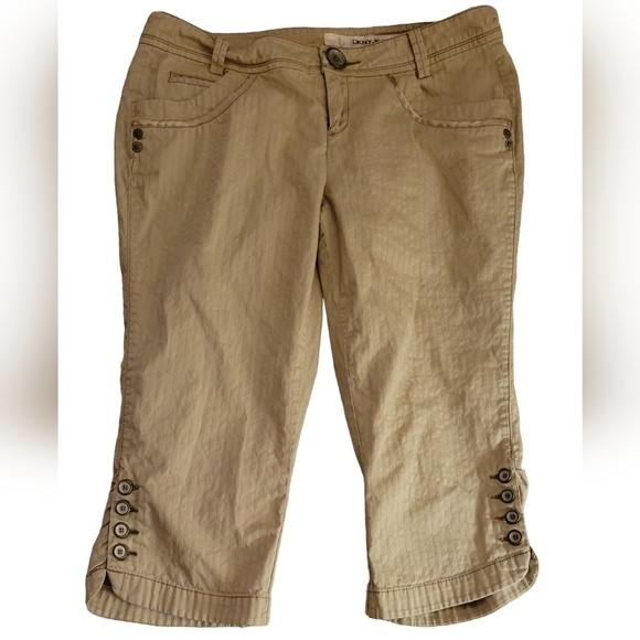 DKNY Stitch-Stripe Stretch Crop Pants - Picture 1 of 10